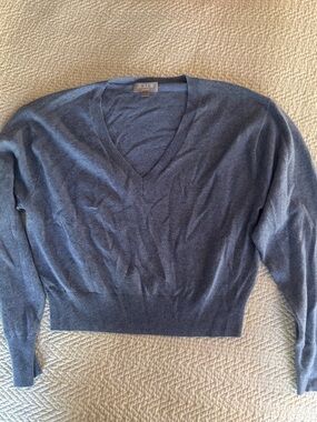 J. Crew Cashmere Slate Blue V-Neck Sweater